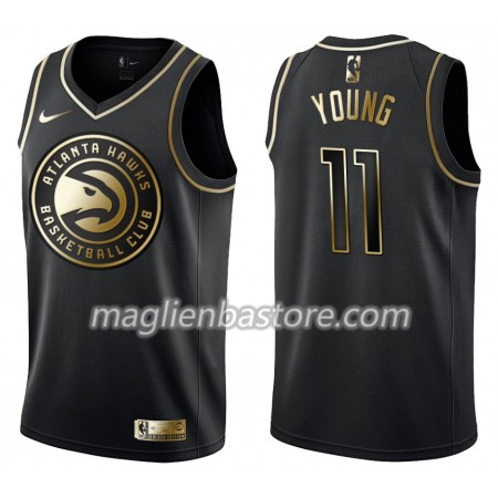Maglia NBA Atlanta Hawks Trae Young 11 Nike Nero Golden Edition Swingman - Uomo